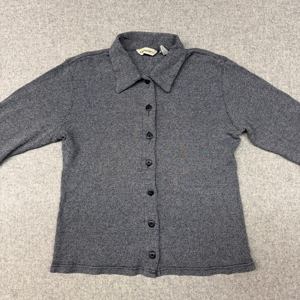 G.H. Bass & Co. Button Up Shirt Size M Blue Marled Cotton Long Sleeve Collared T